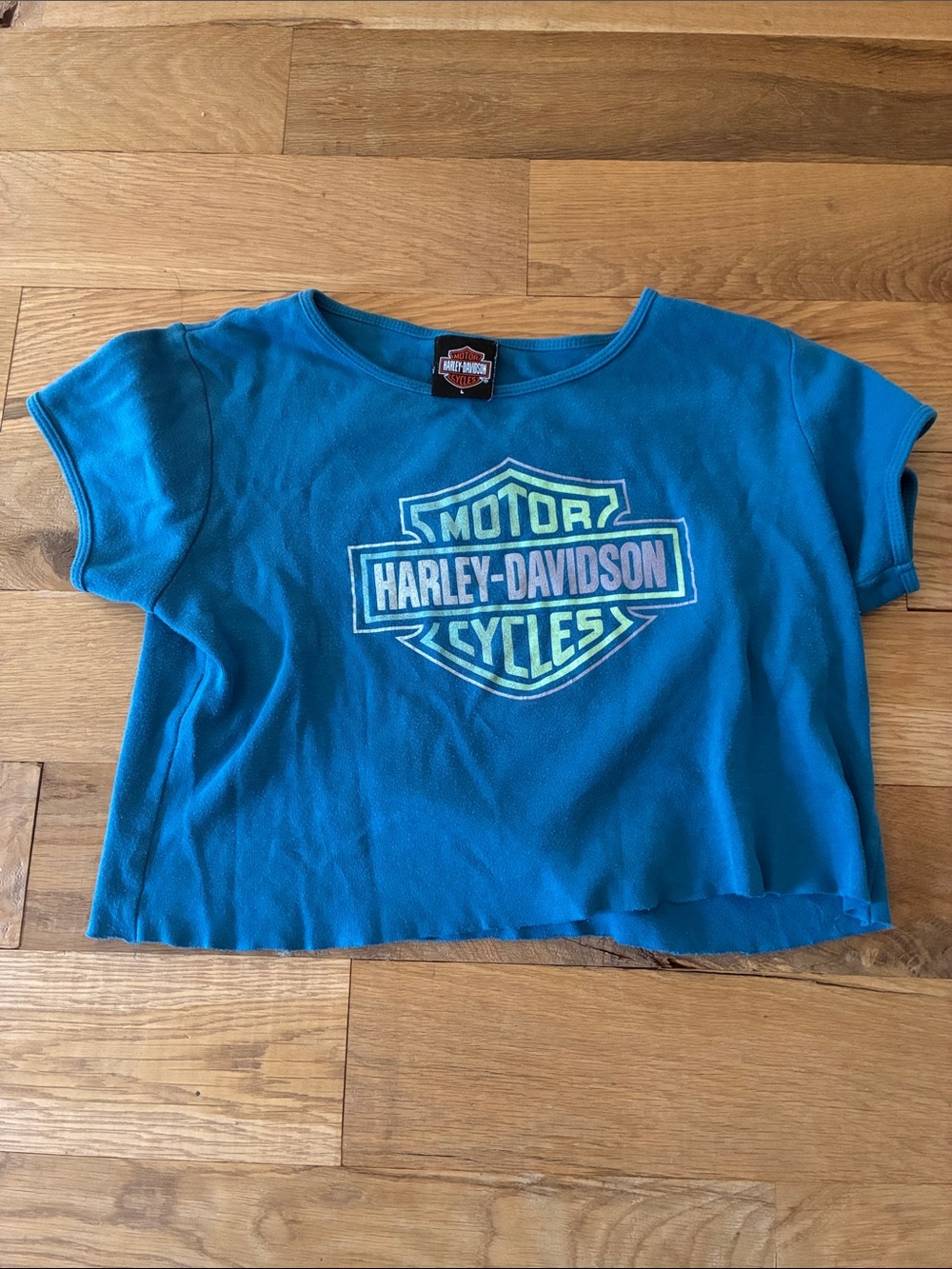 Harley-Davidson Teal Blue Girls' Logo Crop Tee